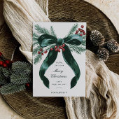 Élégante carte de Noël de la Bow verte