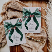 Élégante carte de Noël de la Bow verte