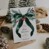 Élégante carte de Noël de la Bow verte