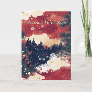 Elégante carte de Noël de la scène de neige du Chi