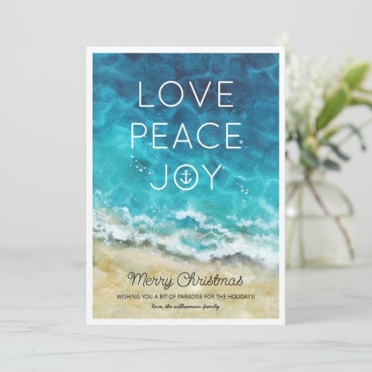 Elégante carte de Noël de plage (Debout devant)