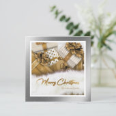 Elégante carte de Noël en argent or (Debout devant)