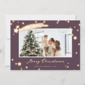 Élégante carte de Noël en étoile brillante violett (Devant)