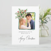 Elégante carte de Noël florale personnalisée (Debout devant)