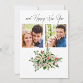 Elégante carte de Noël florale personnalisée (Dos)