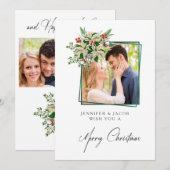 Elégante carte de Noël florale personnalisée (Devant / Derrière)