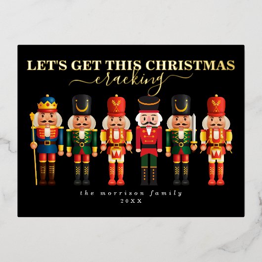 Élégante carte de Noël Foil Nutcracker moderne (Recto)