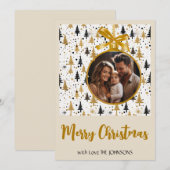 Elégante carte de Noël Gold et Black Personnalisée (Devant / Derrière)