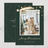 Elégante Carte de Noël Green Starry (Devant / Derrière)
