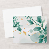 Elégante Carte de Noël Joyeux Aquarelle - Feuille (Verso)