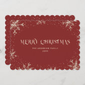 Élégante carte de Noël Joyeux de neige rouge Floco (Devant / Derrière)