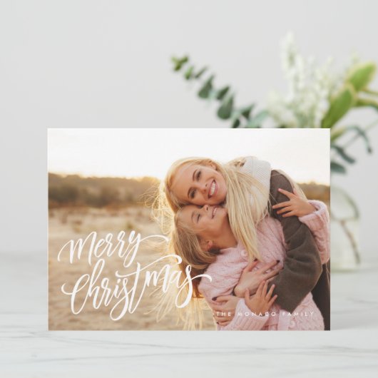 Élégante carte de Noël Joyeux et Chic (Debout devant)