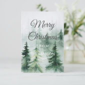 Elégante carte de Noël Joyeux Forêt d'Aquarelle (Debout devant)