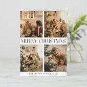 Élégante carte de Noël Joyeux Noir moderne (Debout devant)