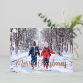 Elégante Carte de Noël Joyeux Rose Gold (Debout devant)