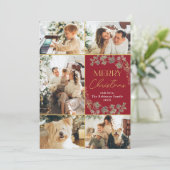 Elégante carte de Noël Joyeux Rouge (Debout devant)