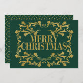 Elégante carte de Noël Ornate Gold Joyeux (Devant / Derrière)
