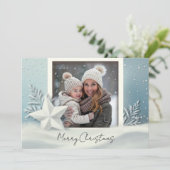 Elégante carte de Noël photo hiver avec neige (Debout devant)