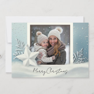 Elégante carte de Noël photo hiver avec neige