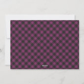 Élégante carte de Noël Plaid en or violet (Dos)