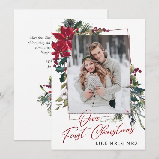 Elégante carte de Noël Poinsettia (Devant / Derrière)