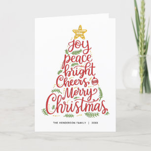 Élégante carte de Noël Red Green Typography