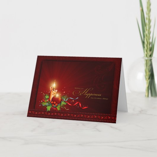 Élégante carte de Noël rouge et or (Devant)