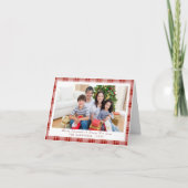 Elégante carte de Noël Rouge Plaid (Devant)