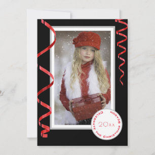 Elégante carte de Noël simple photo avec année