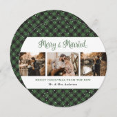 Élégante Carte de Noël Vert Plaid (Devant / Derrière)