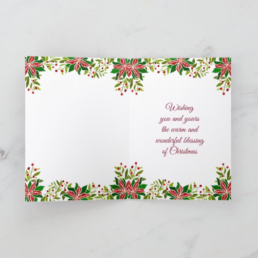 Élégante carte de Noël verte et rouge (Intérieur)