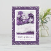 Élégante carte de Noël violet joyeux (Debout devant)