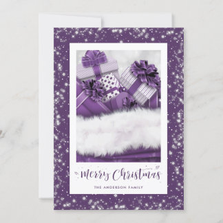Élégante carte de Noël violet joyeux