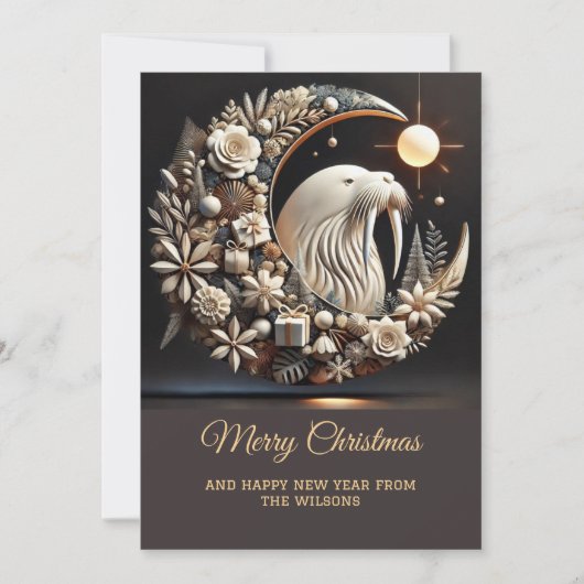 Elégante carte de Noël Walrus (Devant)