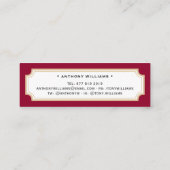 Elégante carte de nom classique rouge et or gradua (Dos)