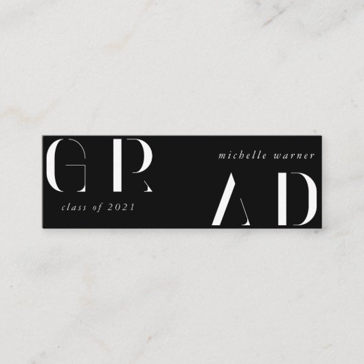 élégante carte de nom de graduation de script mode (Devant)