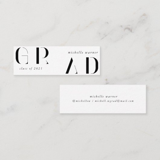 élégante carte de nom de graduation de script mode (Devant / Derrière)