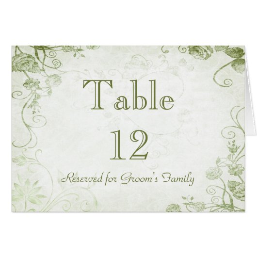 Élégante carte de nom de siège de table verte (Devant Horizontal)