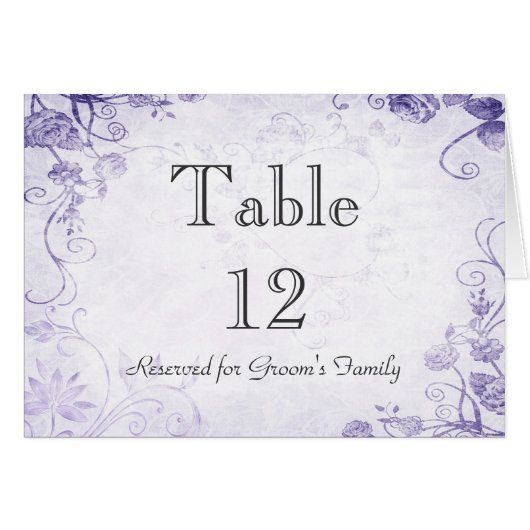 Élégante carte de nom de siège de table violette (Devant Horizontal)