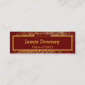 Elégante carte de nom Gold & Red (Devant)