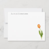 Elégante carte de note de la fleur de tulipe orang (Devant)