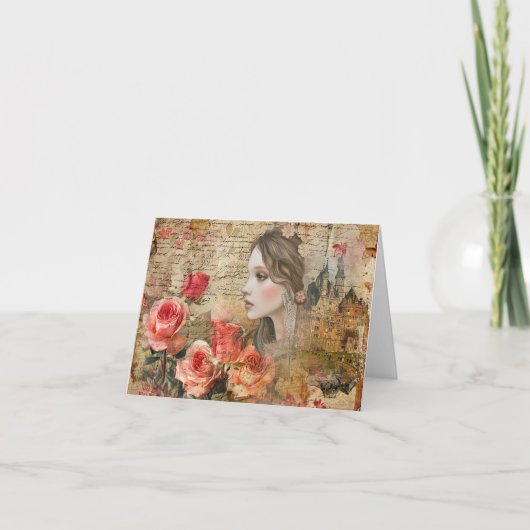 Élégante carte de note en blanc d'art Abstrait rom (Devant)