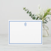 Élégante carte de note plat monographique bleu et (Debout devant)