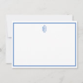 Élégante carte de note plat monographique bleu et (Devant)
