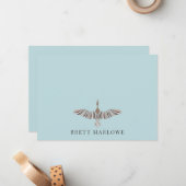 Elégante carte de note verte jolie bleue (Devant/Arrière en situation)