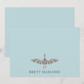 Elégante carte de note verte jolie bleue (Devant / Derrière)