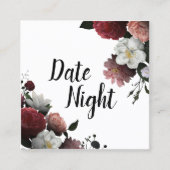 Elégante carte de nuit Bourgogne et Fleurs roses (Devant)