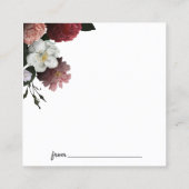 Elégante carte de nuit Bourgogne et Fleurs roses (Dos)