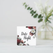 Elégante carte de nuit Bourgogne et Fleurs roses (Debout devant)