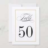 Elégante carte de numéro de table Bordure or solid (Dos)